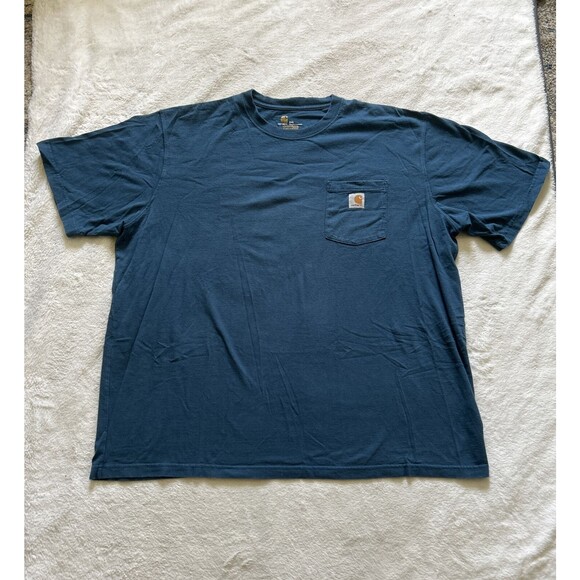 Carhartt T-Shirt Men's 2XL Tall Short Sleeve Pocket Logo Workwear Blue K87 984 - Picture 1 of 6